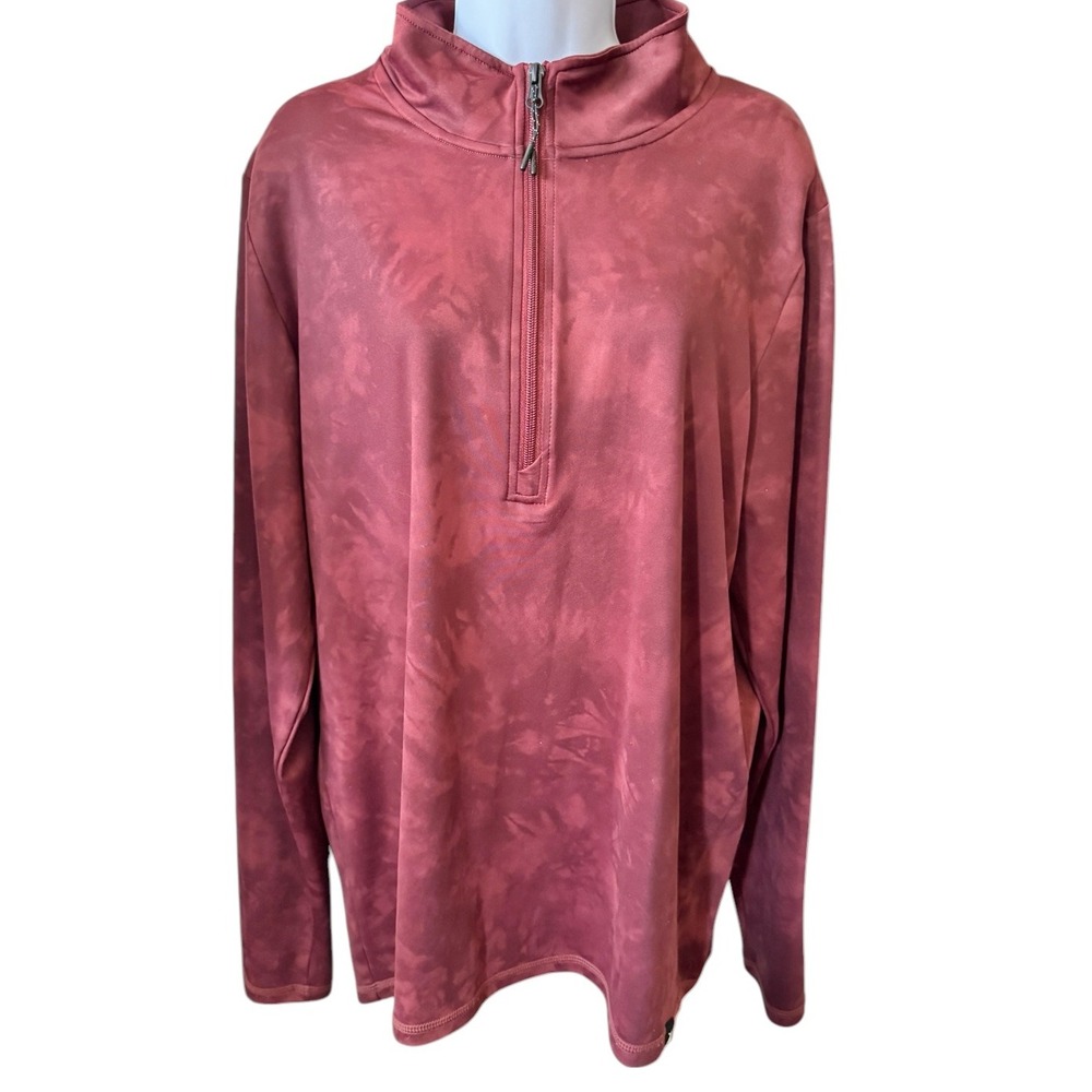 Glyder Pullover Women‎ Medium Burgundy Quarter Zip Tie Dye Athletic Top
